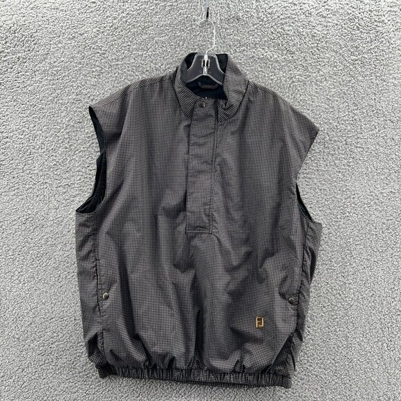 Dryjoys By Foot Joy Golf Vest Mens Large Black Houndstooth 1/4 Zip - Picture 1 of 9